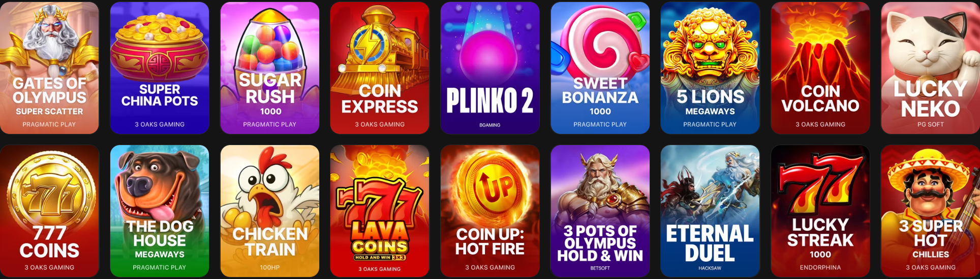 1Win slot game lobby
