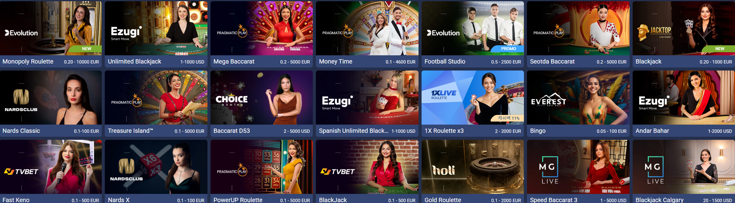 1xBet live dealer casino table